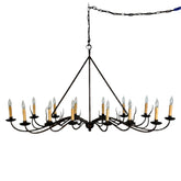International Ironware Chandelier, Oblong with 14 Lights, Hand Forged